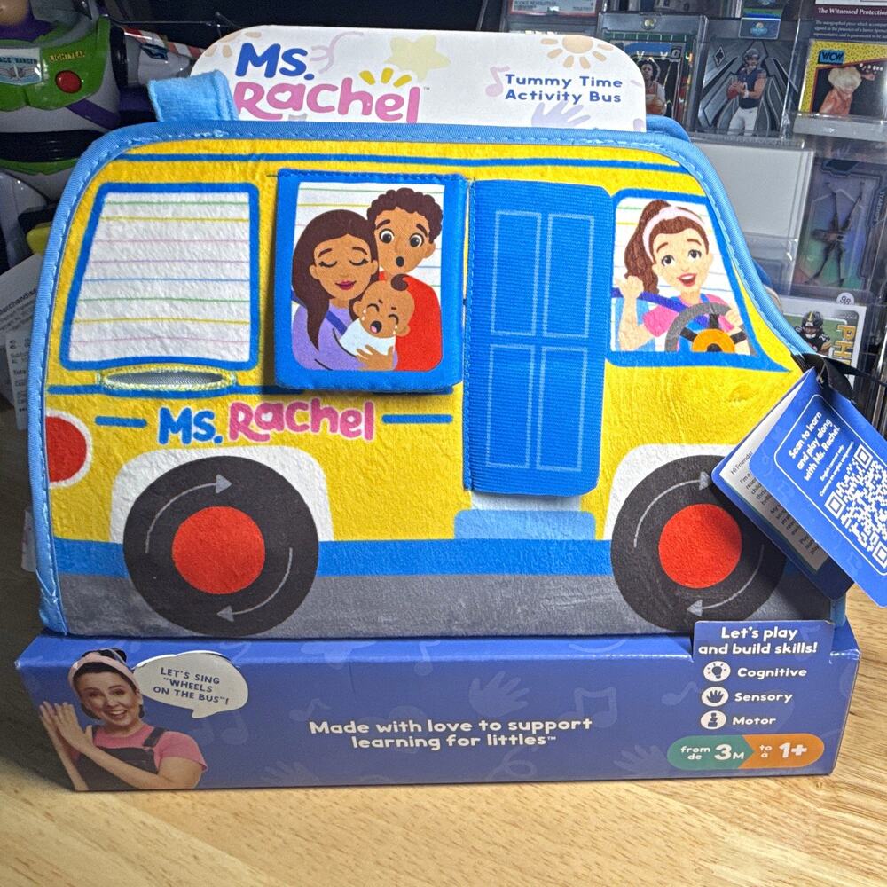 Ms Rachel Tummy Time Activity Bus Foldable Play Mat Mirror Sensory Baby Toy NIB